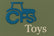 Logo of CFS Toys with a blue tractor on a green background