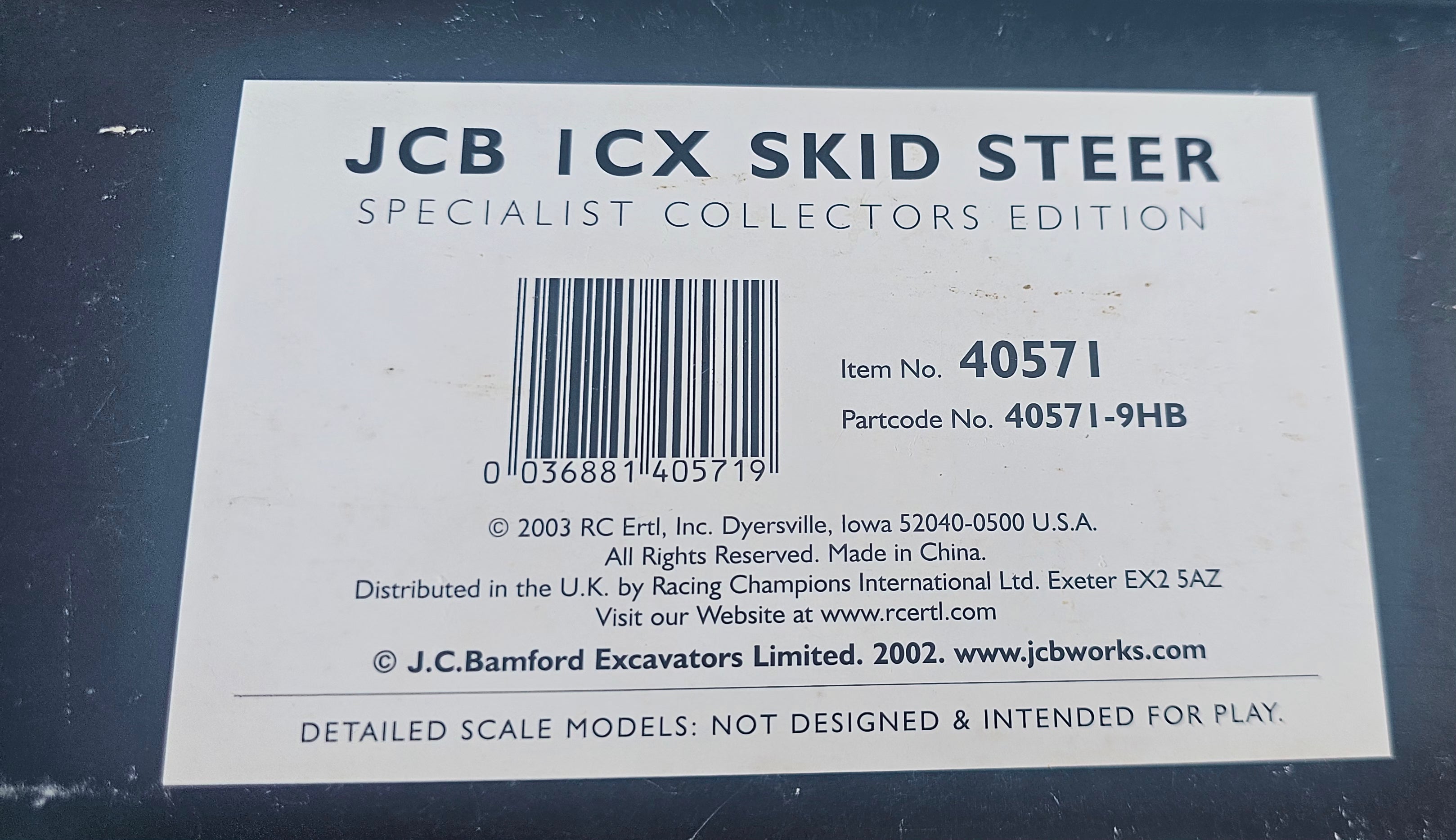 Britains JCB 1CX Skid Steer Specialist Collectors Item 40571