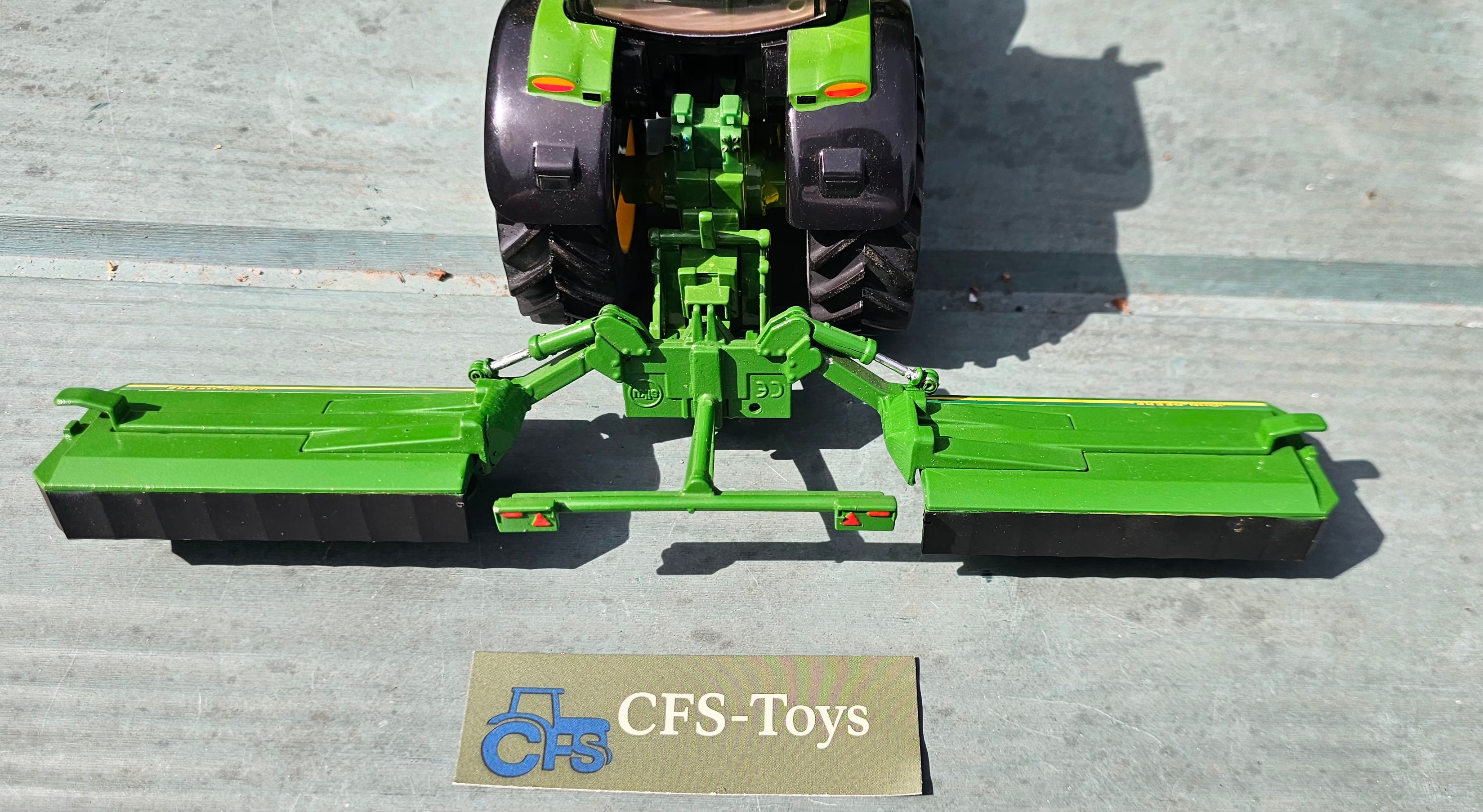 Britains John Deere 6210R With Custom JD 131 Mowers And Sumo Weight Block