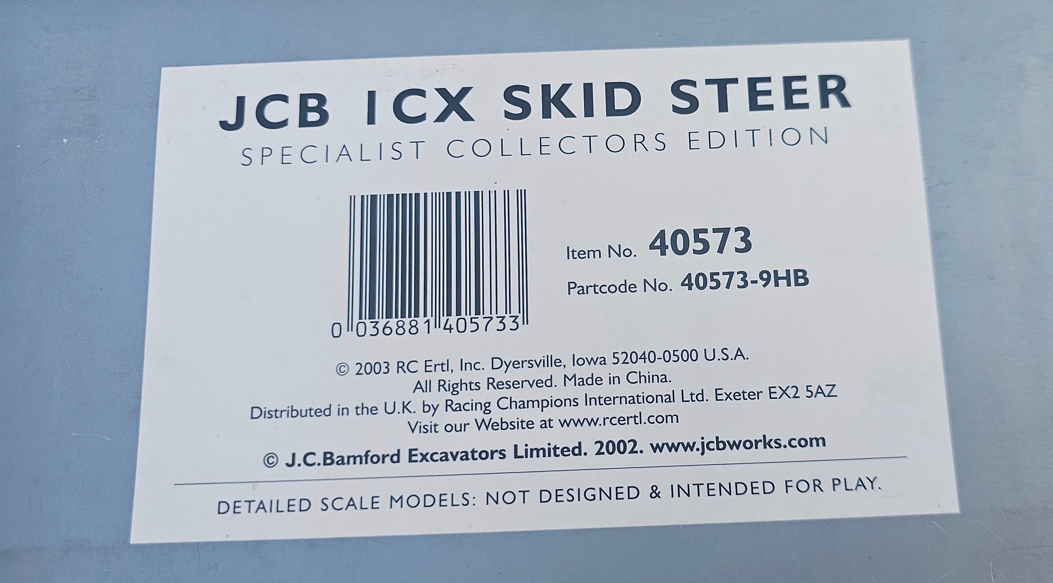 Britains JCB 1CX Skid Steer Chrome Specialist Collectors Item 40573