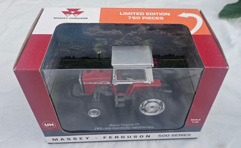 Universal Hobbies Massey 590 2WD Tractor Red & Silver Cabin Limited 750 UH6310